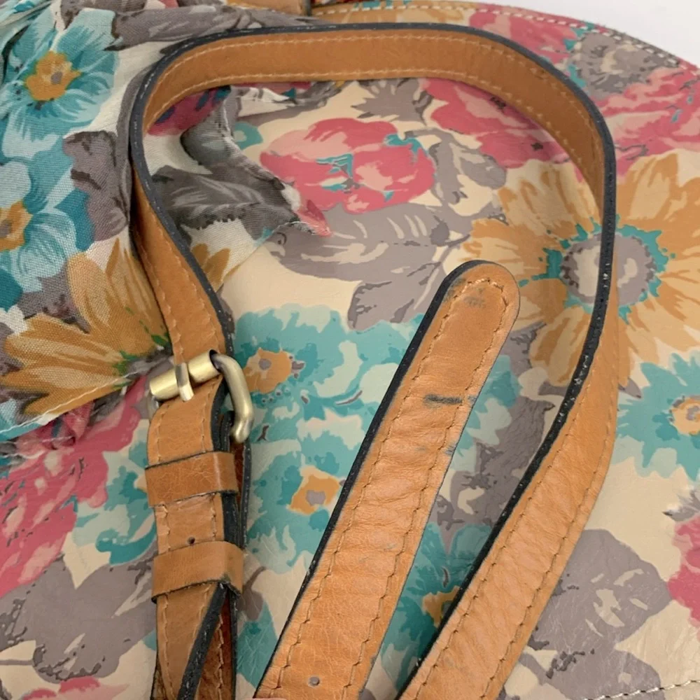 Patricia Nash First Bloom Meldola Dome Satchel crossbody bag Floral Leather